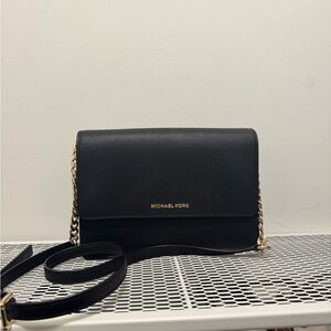 Michael Kors Black Crossbody Bag with Gold Accents